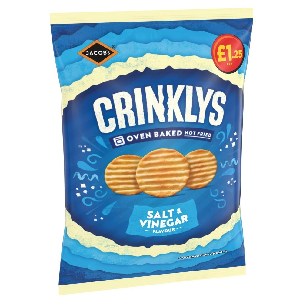 15 x Mini Cheddars Crinklys Salt & Vinegar 90g – £1.25 PMP – Full Box Snacks1