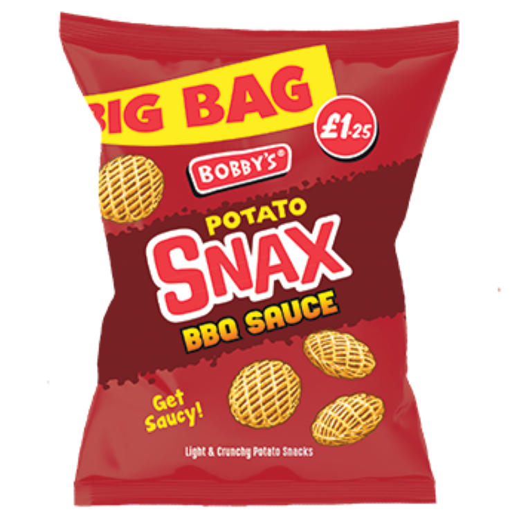 Bobby's Potato Snax BBQ Sauce Crisps Full Box Of 15 Packets at 60g Each Pack1