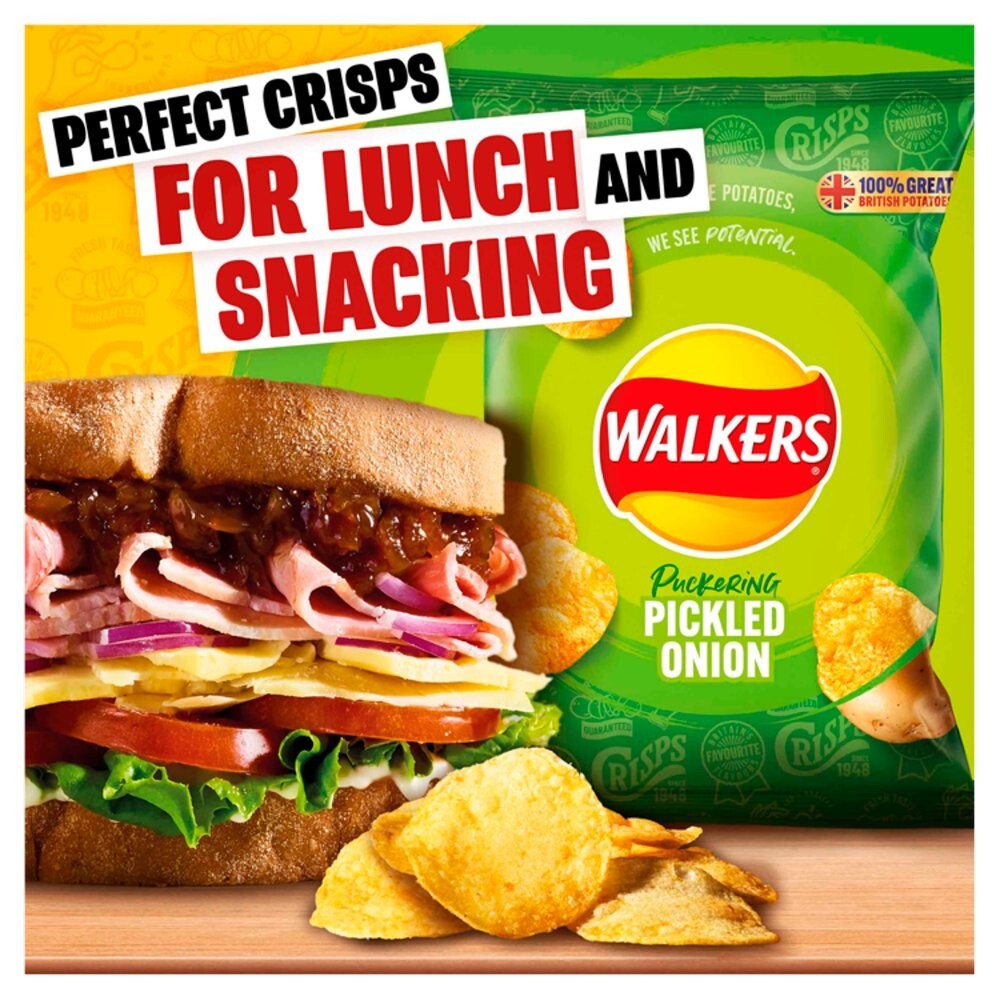 Full Box 18 Packs Walkers Pickled Onion Crisps £1.35 RRP 70g1