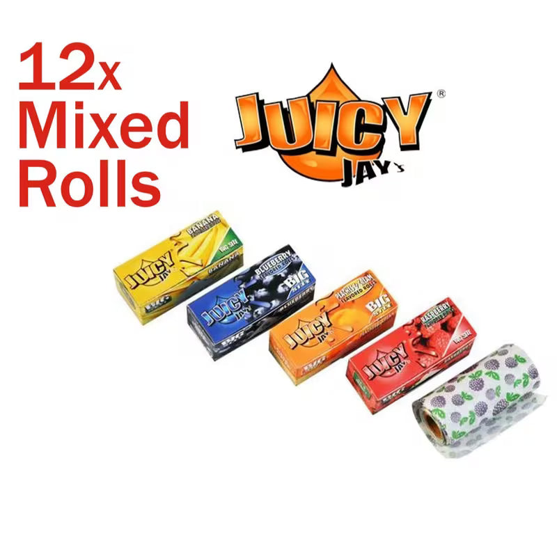 12 Juicy Jays Rolls Mix N Roll King Size Rolling Papers Random Mixed Flavours