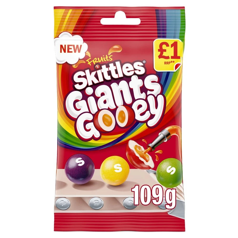 14x Skittles Giants Gooey Vegan Chewy Sweets Fruit Flavoured Treat Bag 109g