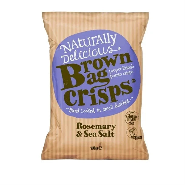Mixed Box of 20 Bags of Brown Bag Crisps 40g - Hand Cooked Crisp