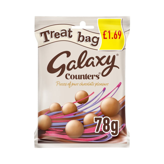 10 Bags of Galaxy Counters Milk Chocolate Buttons Treat Bag £1.69 PMP 78g0