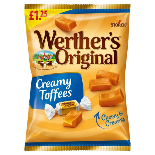 Box of 12 Werther's Original Creamy Toffees 110g Bags | Soft Caramel Chewy0