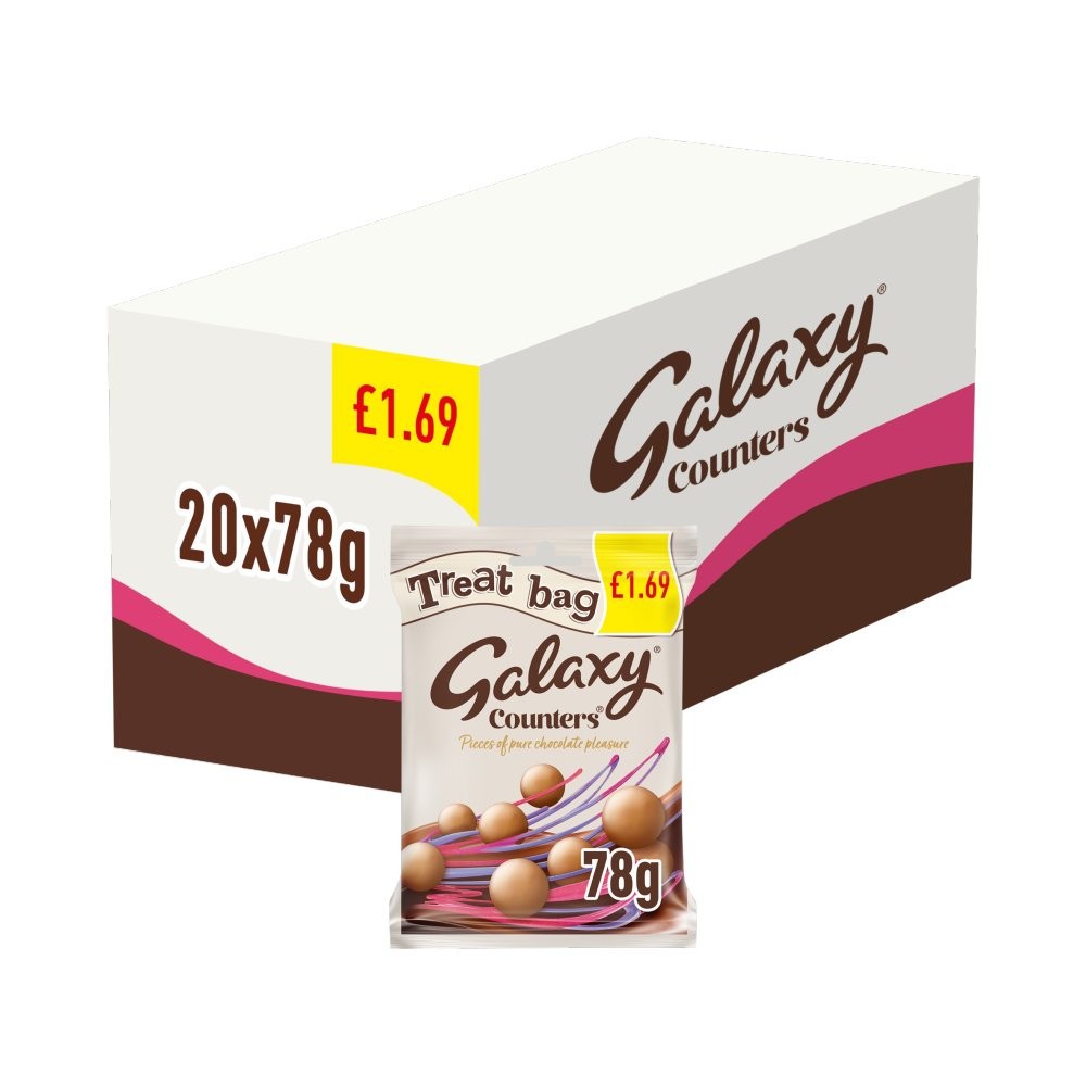 Full Box of Galaxy Counters Milk Chocolate Buttons Treat Bag £1.69 PMP 78g0
