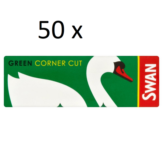 Half Box of 50  Booklets of Swan Green Corner Cut Cigarette Rolling Papers0