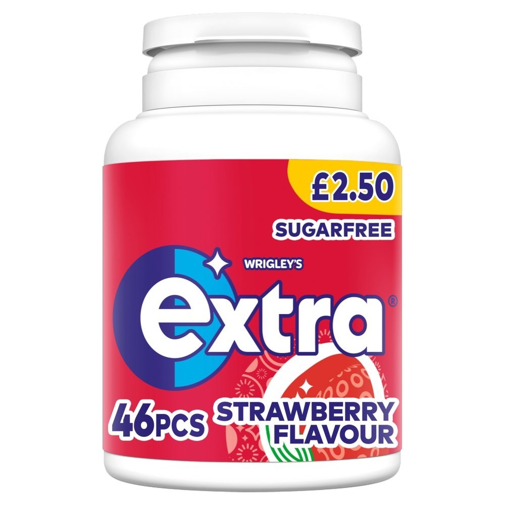 12 x Pots Wrigley's Extra Strawberry Sugar free Chewing Gum 46 Pieces 64g0