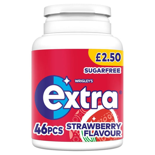 12 x Pots Wrigley's Extra Strawberry Sugar free Chewing Gum 46 Pieces 64g0