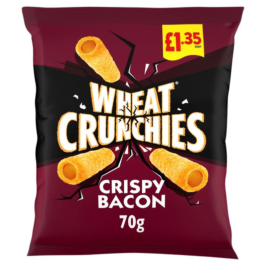 Wheat Crunchies Crispy Bacon Flavour Wheaty Tubes PMP £1.35  Full Case of 16x70g0