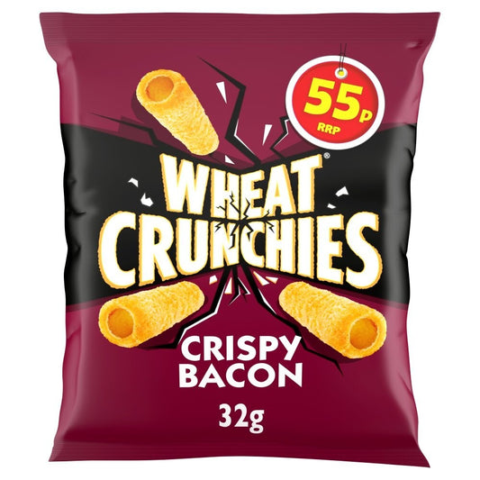 30 x Wheat Crunchies Crispy Bacon Flavour Wheaty Tubes with a Serious Crunch 32g0