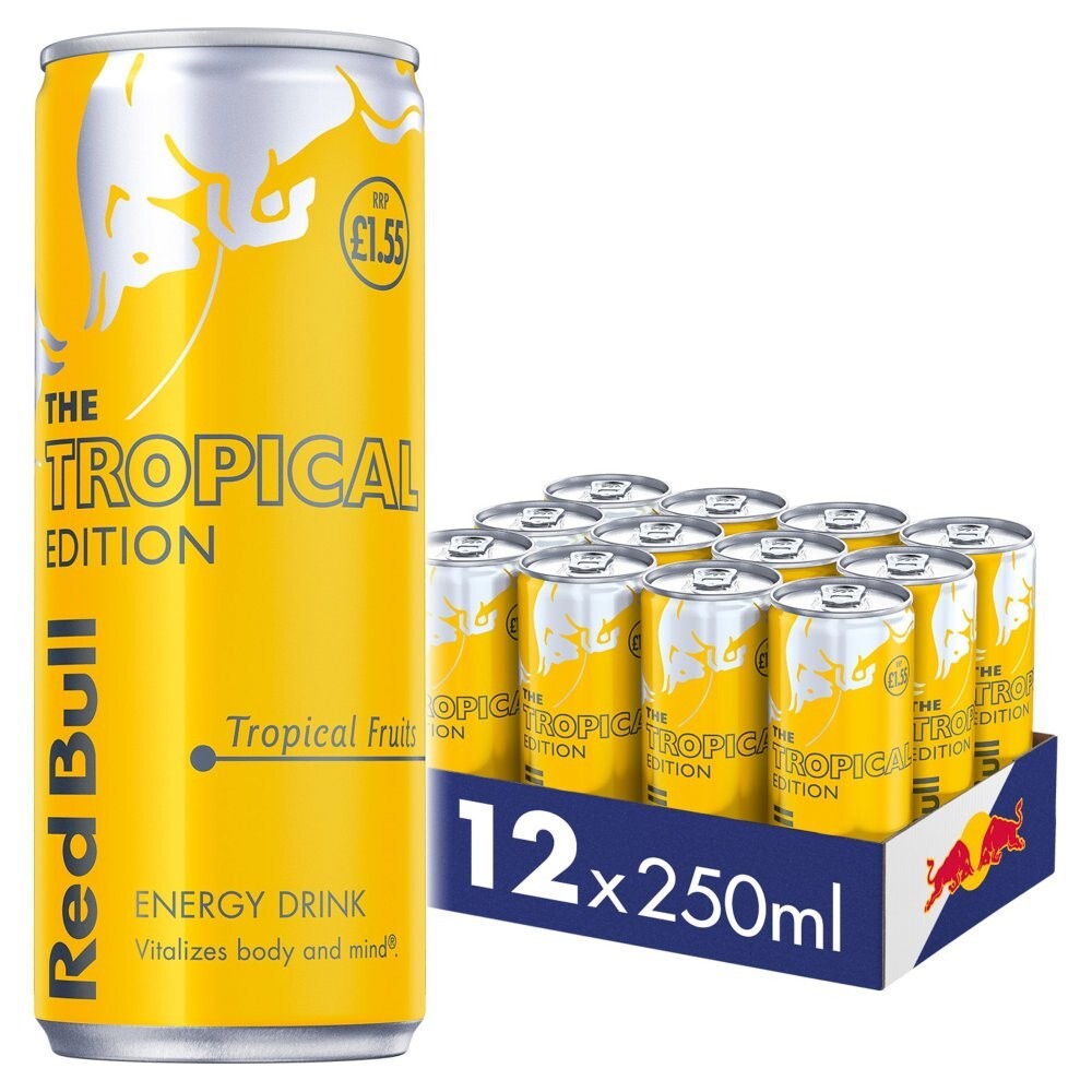 Red Bull Tropical Edition Energy Drink – 12 x 250ml Cans – Price Marked PMP Pack1