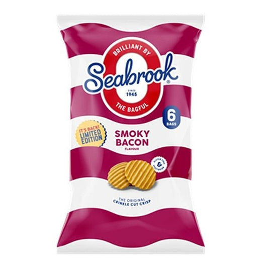48 Packs Seabrook Crinkle Smoky Bacon Crisps 25g x 6  x 80