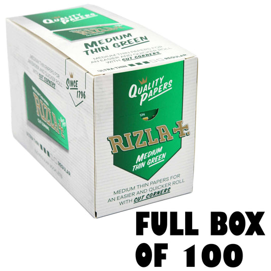 Full Box of 100 Booklets Rizla Green Medium Thin Rolling Cigarette Papers £26.990