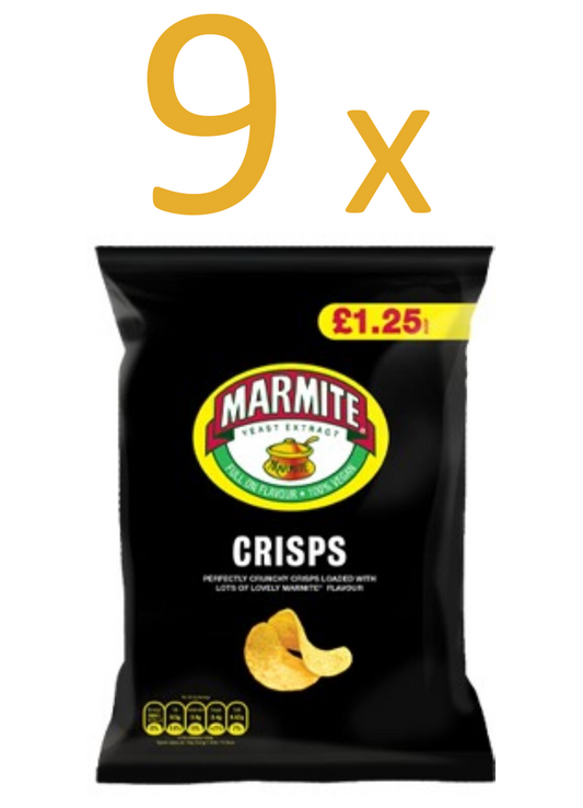 9 x Golden Wonder Marmite Crisps 65g – Half Box – Bold Yeasty Flavour Snack0