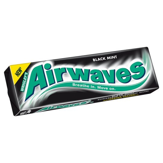 Full Box of 30 Wrigley's Chewing Gum Airwaves Sugar Free Black Mint Free P&P 1