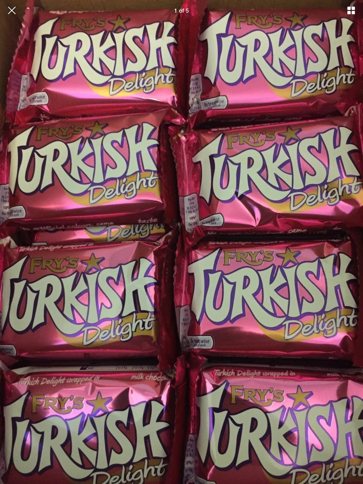 24 x Fry’s Turkish Delight Bars 51g – Full Box – Classic Rose Flavour Chocolate0