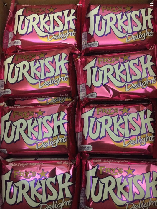 24 x Fry’s Turkish Delight Bars 51g – Full Box – Classic Rose Flavour Chocolate0