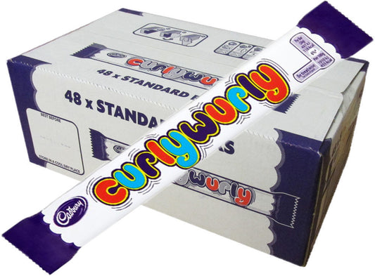 Box of 48 Cadbury Curly Wurly Chocolate Bars 21.5g | Retro Chewy Caramel Treats0