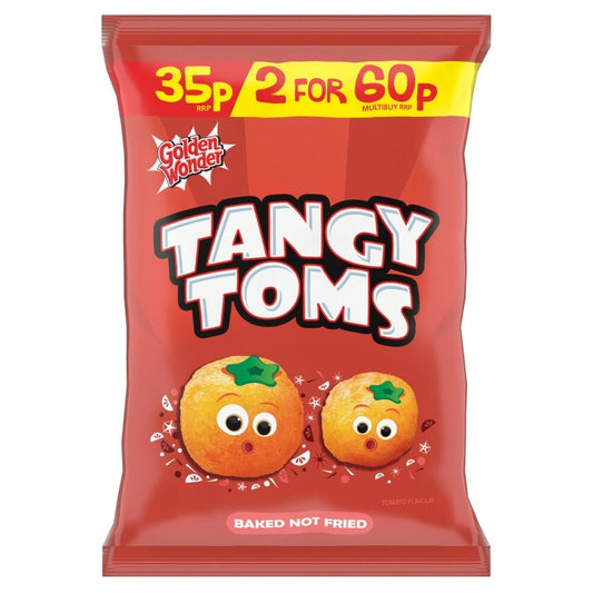 Box of 36 Golden Wonder Tangy Toms 22g | Retro Tomato Flavour Corn Snacks0