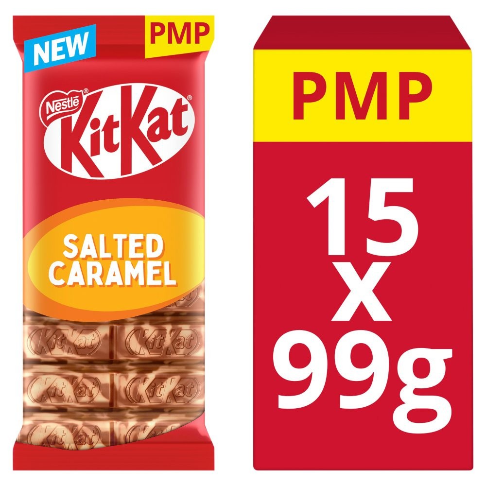 Full Box of 15 KitKat Salted Caramel Chocolate Sharing Bar 99g PMP £1.650