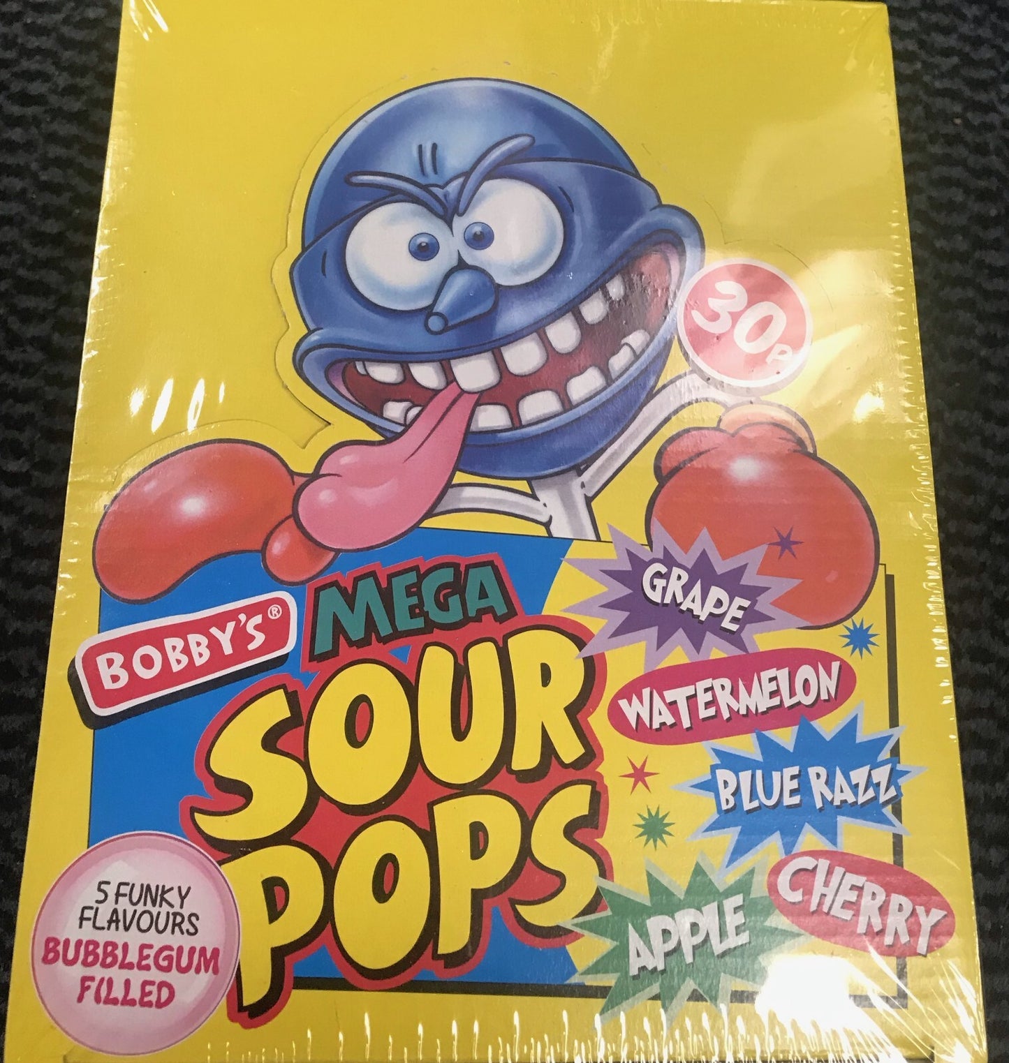 Bobby's Mega Sour Lollipops Bubblegum Filled 55 x Lollies Pops 21g each1
