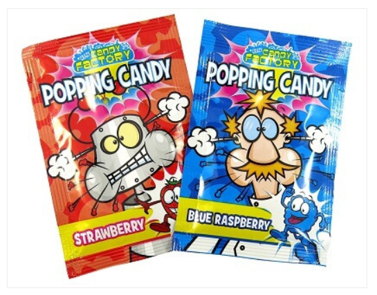Full Box of 50 Crazy Candy Factory Popping Candy Strawberry + Blue Raspberry 1