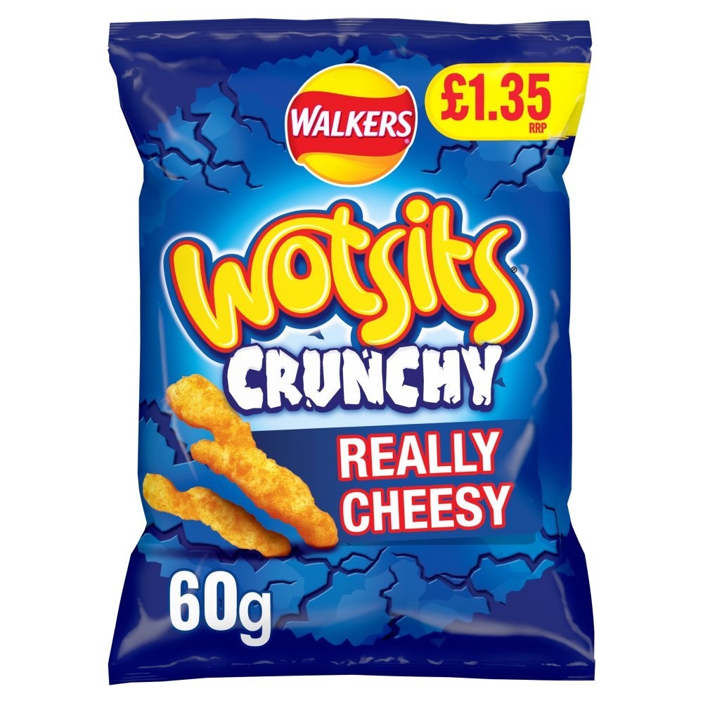 Walkers Wotsits Crunchy Really Cheesy Snacks PMP £1.35 Full Case 15x60g1