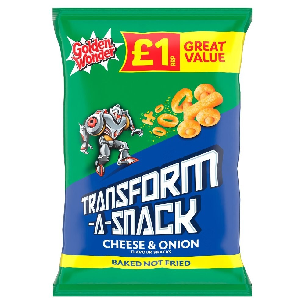 Full Box of 18 Golden Wonder TransForm-A-Snack Cheese & Onion 56g £1 Bags1