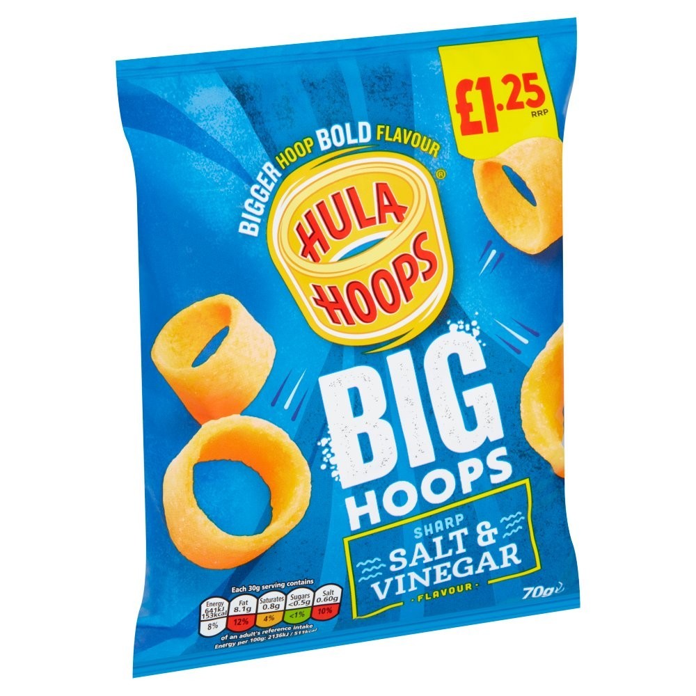 20 x Hula Hoops Big Hoops Salt & Vinegar Share Bags – Full Box – Bold Crunch1