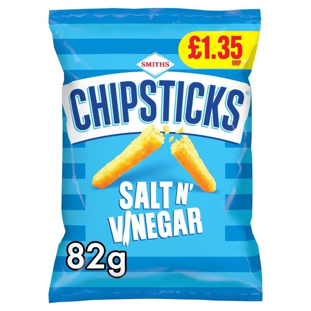 Full Box of 18 Smiths Chipsticks Salt N Vinegar 18x82g £1.351