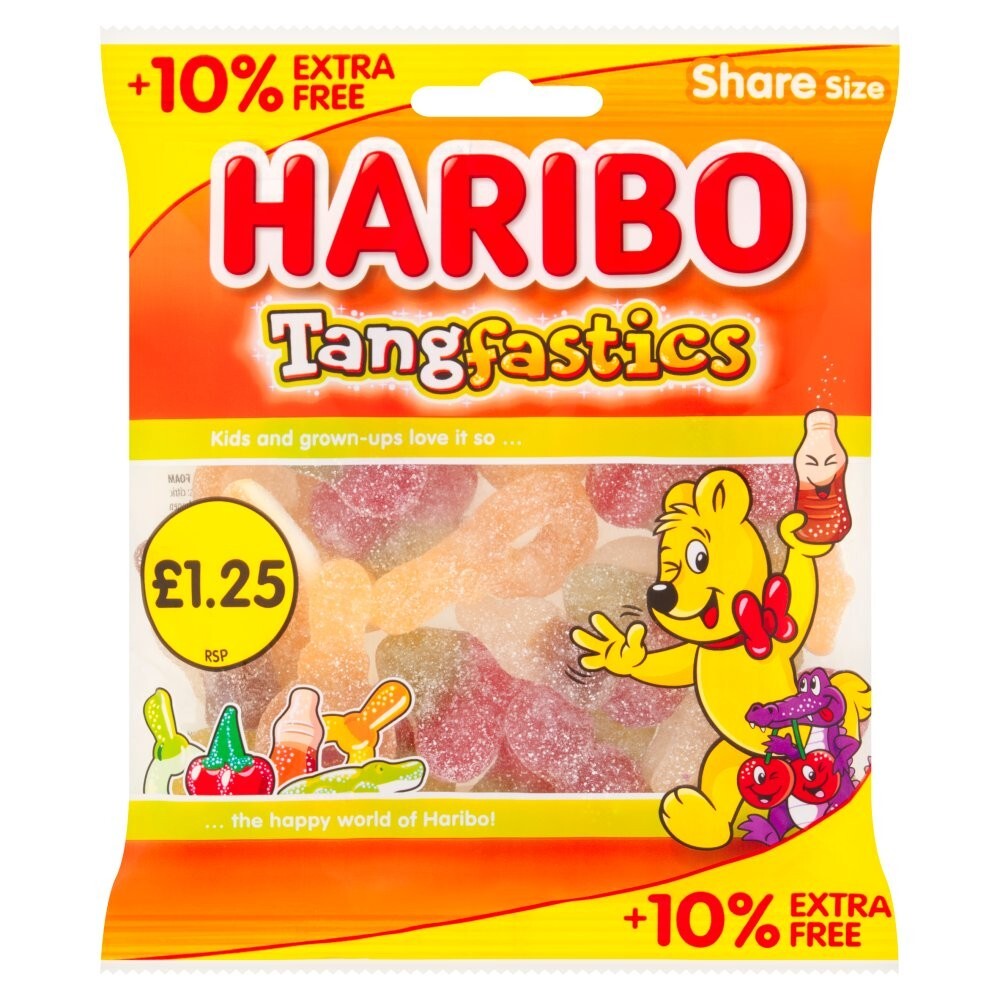 HARIBO Tangfastics Fruit & Cola Flavour Fizzy Jelly Sweets Sharing Bag 154g X 120