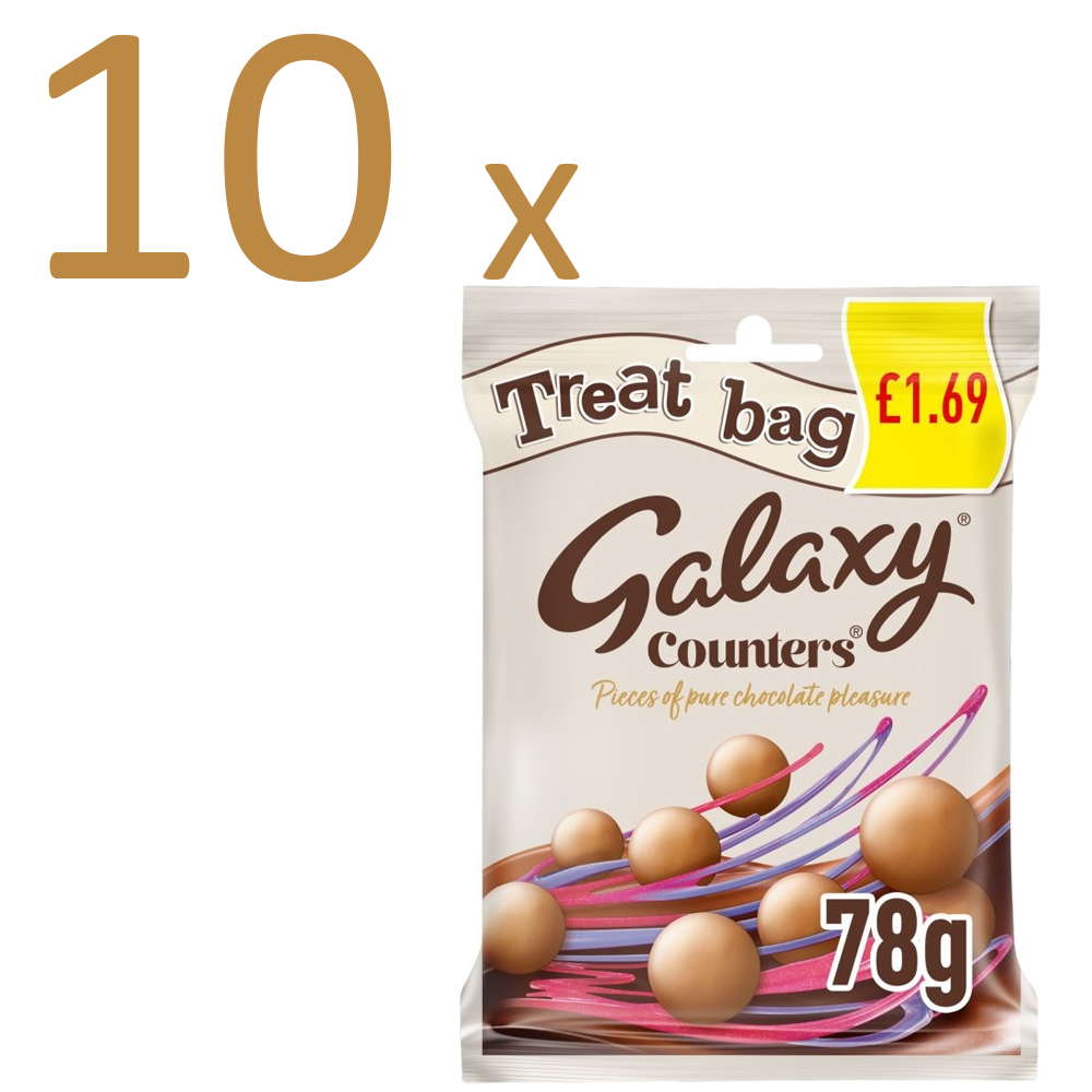 10 Bags of Galaxy Counters Milk Chocolate Buttons Treat Bag £1.69 PMP 78g1