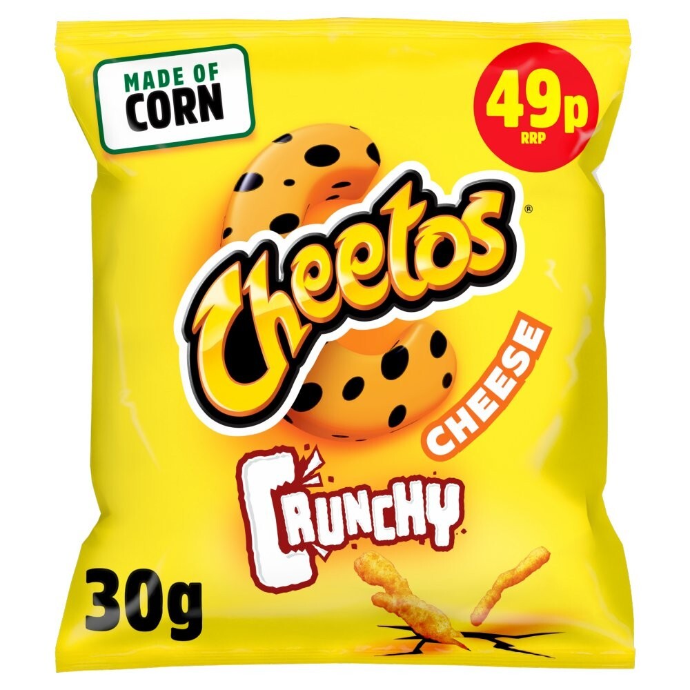 15 x Cheetos Crunchy Cheese Snacks 30g Bags – Half Box – Bold US Flavour1