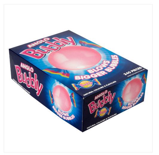 Box of 240 Anglo Bubbly Pink Bubble Gums | Retro Chewing Sweet | Classic 80s0