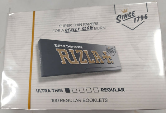 Full Box of 100 Booklets Rizla Silver Rolling Standard Cigarette Papers Free P&P0