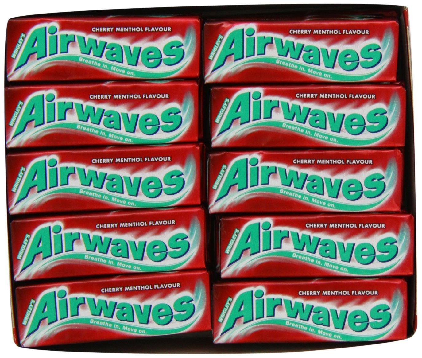 Full Box of 30 Wrigley's Chewing Gum Airwaves Sugar Free Cherry Menthol Free P&P0
