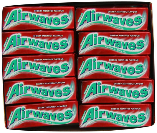 Full Box of 30 Wrigley's Chewing Gum Airwaves Sugar Free Cherry Menthol Free P&P0