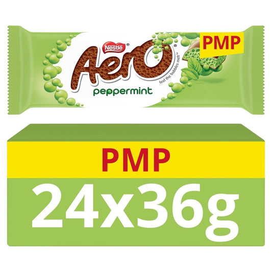 Box of 24 Nestlé Aero Peppermint Chocolate Bars 36g | Minty Bubbly Chocolate0