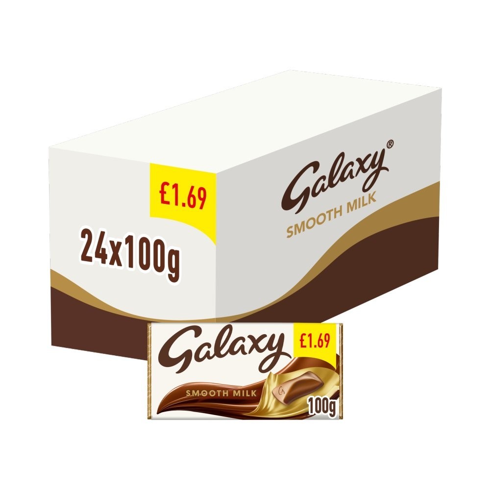 Galaxy Smooth Milk Chocolate Bars – Full Case of 24 x 100g – Creamy Treats Bulk0