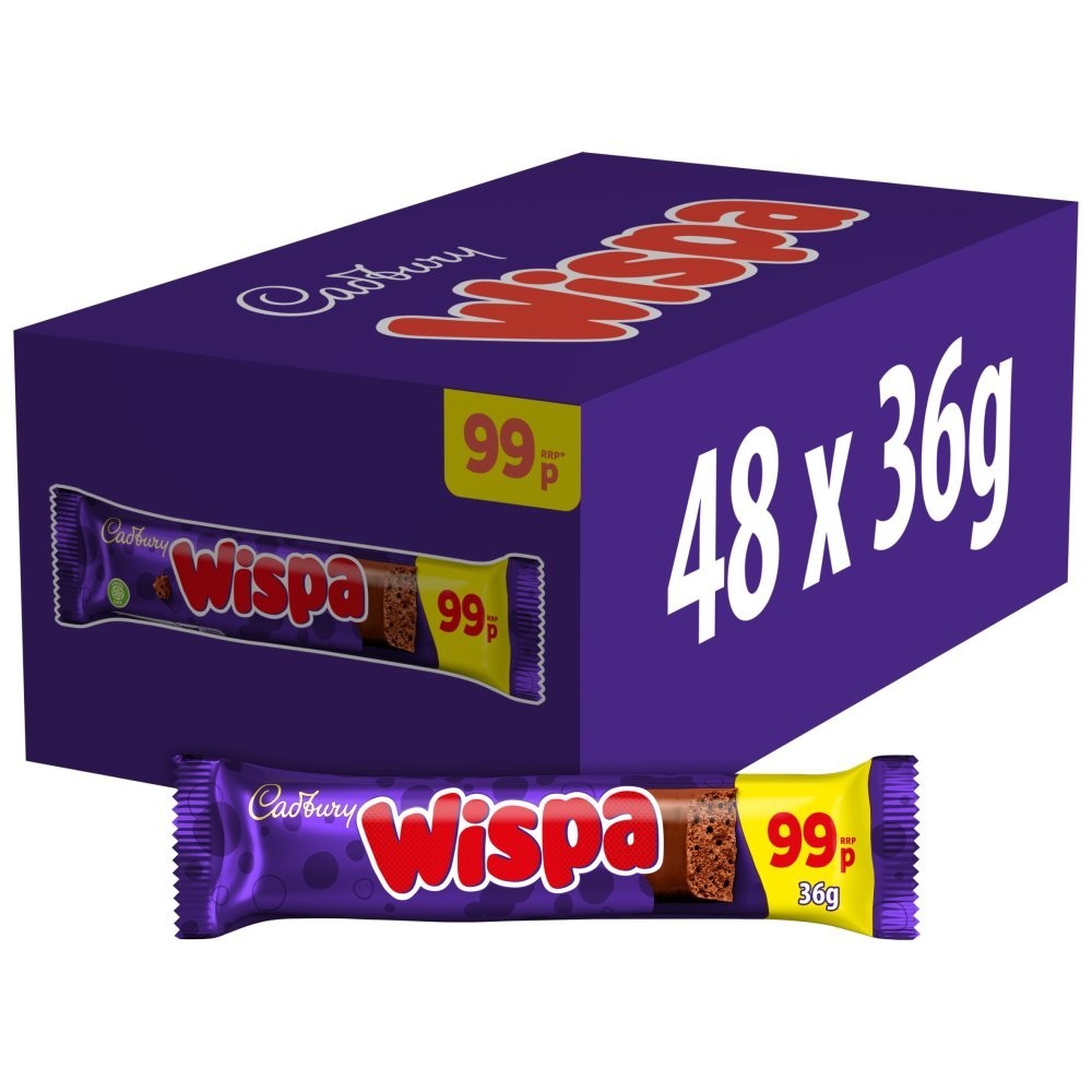 Full Box of 48 Bars Cadbury Wispa Full Size Bar 36g Tracked P&P0
