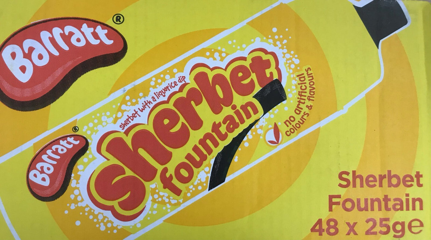 CANDYLAND (BARRATT) SHERBET FOUNTAINS X 48 RETRO SWEETS PICK N MIX FULL BOX0