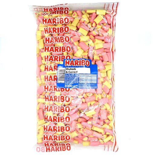 Haribo Rhubarb & Custard Sweets – 3kg Bulk Bag – Pick & Mix, Party Treats, Retro0