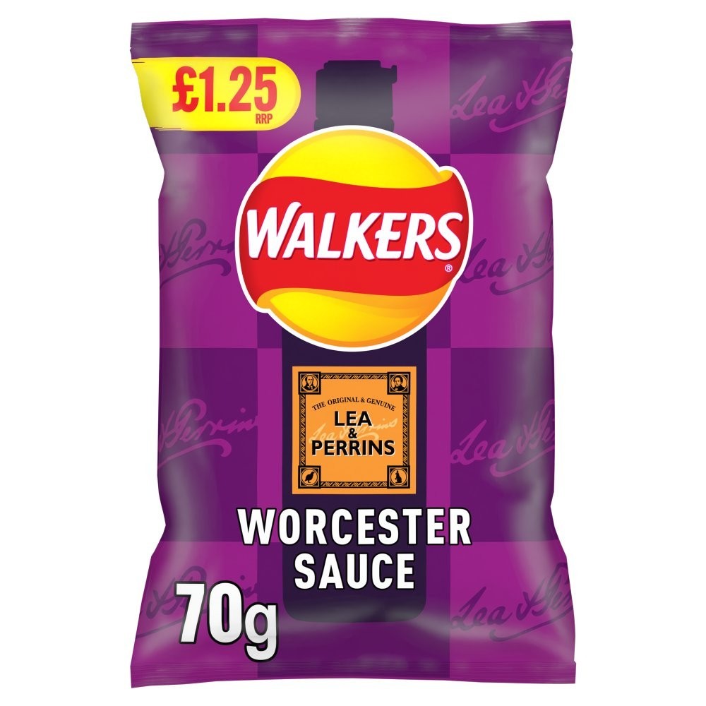 18 x Walkers Worcester Sauce Crisps 70g – Full Box – Classic Bold Flavour Snack1