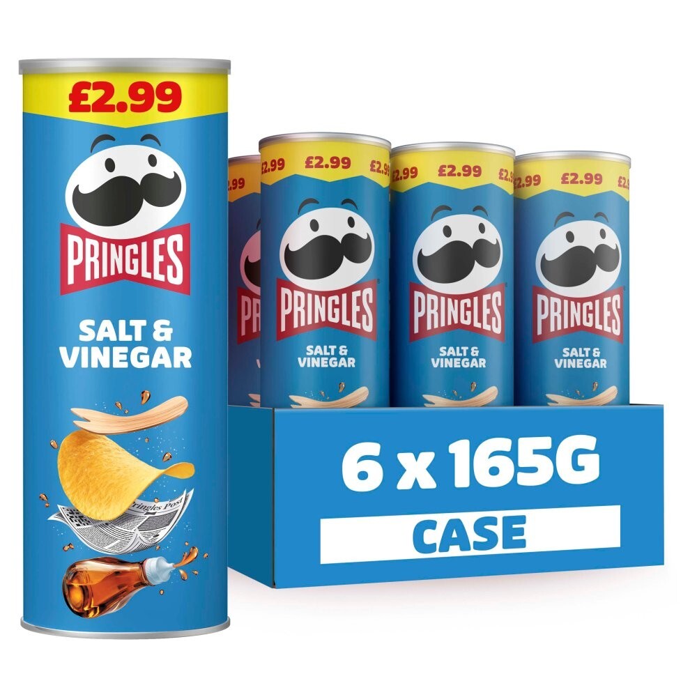 Pringles Salt & Vinegar Crisps – 6 x 165g Tubs – £2.99 PMP  Free Tracked Postage1