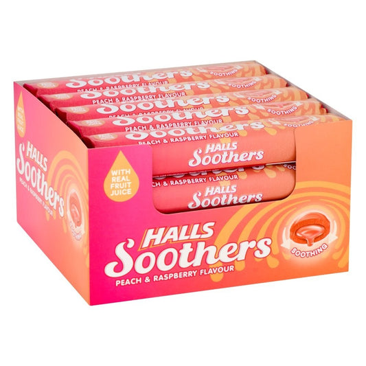 Halls Soothers Peach And Raspberry Flavour 20 x 45g each FREE TRACKED POSTAGE0