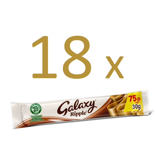 18 x 30g Galaxy Ripple Standard Chocolate Bars P/M 75P BARS - Half Box0