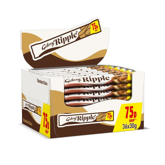 Galaxy Ripple Standard Chocolate Bars - 36 x 30g Wholesale Box P/M 75P BARS0