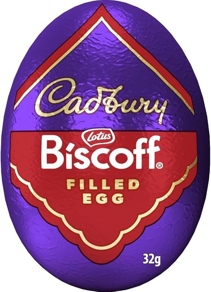 Full Box of 48 Cadbury Biscoff Chocolate Eggs 32g – Milk Chocolate with Biscoff1