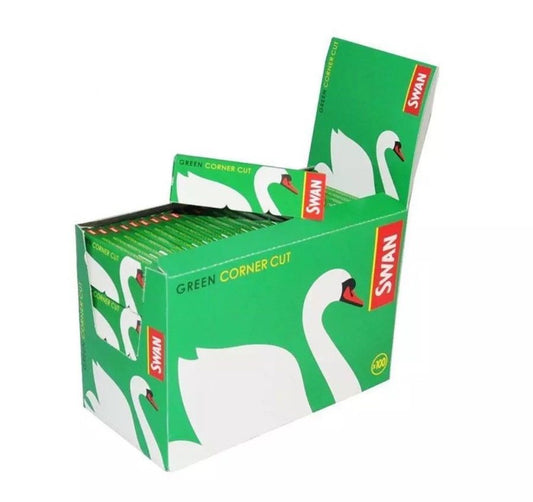 Full Box 100 Booklets of Swan Green Corner Cut Cigarette Rolling Papers £13.250