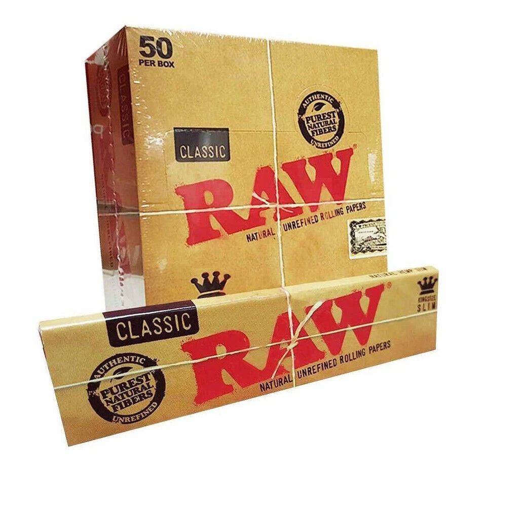 Full Box of 50 RAW Cigarette Rolling Paper Classic Kingsize Slim Free P&P £17.351